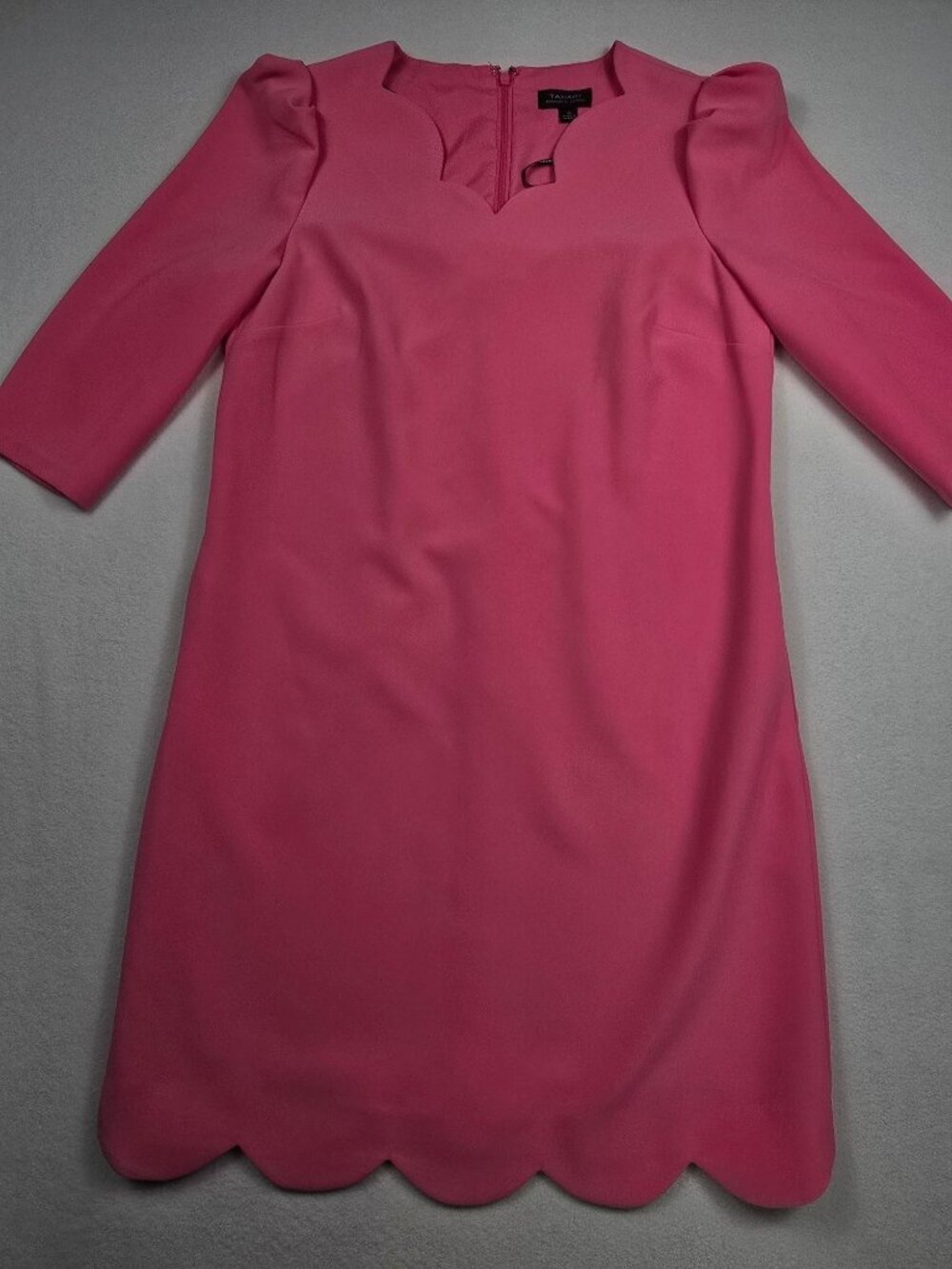 Tahari Arthur S. Levine Pink Scalloped Hem 3/4 Sleeve Dress Size 10